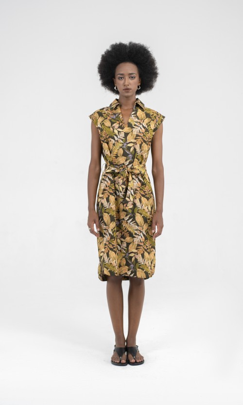 Sixdo SIXDO Yellowish Brown Raw Mini Dress